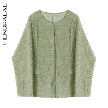 

SHENGPALAE 2020 Autumn New Women's Simple Sweater Long Sleeve Drop Collar-free Granular Lamb Wool Tops For Women Fashion ZT1260