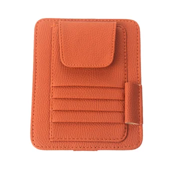 

Car Sun Visor Glasses Holder Clip Credit Card Pack PU Leather ID Storage Bag C44