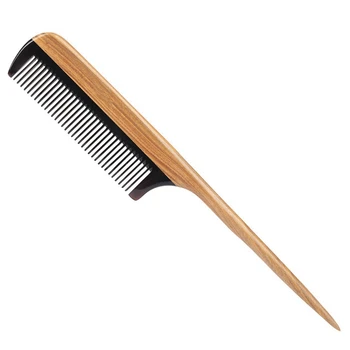 

Hair Combs -Natural Fine Tooth Wooden Tail Comb - No Static Purple Heart Wood Comb With Black Horn Teeth