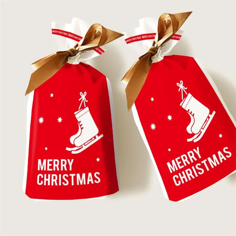 50 шт. Рождественский пакет печенье, выпечка сумки зеленая Красная рождественская елка коробка для печенья рождественские украшения для дома JL31