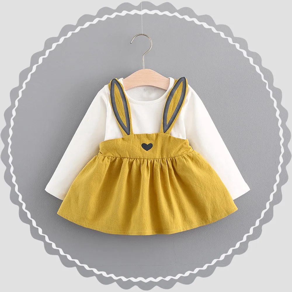 Платье для маленьких девочек vestido Infantil Menina فساتين اطفال, Осенняя детская одежда для девочек в возрасте от года до трёх милый кролик повязку костюм мини платье Z4