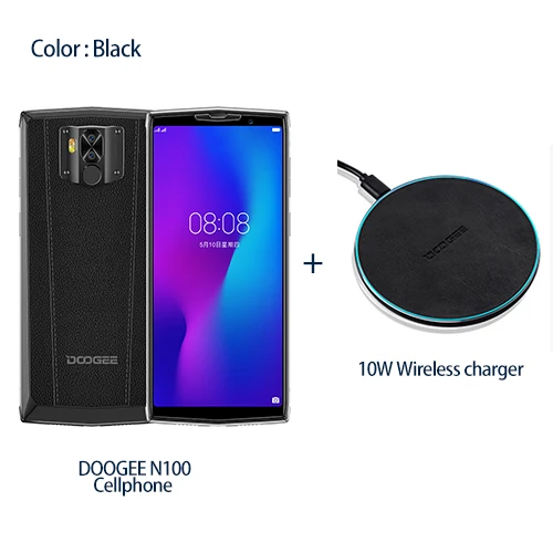 DOOGEE N100 5,99 дюймовый смартфон MT6763 Восьмиядерный мобильный телефон Android 9,0 мобильный телефон 4 Гб 64 ГБ 10000 мАч отпечаток пальца Мп+ МП - Цвет: Add Wireless Charger