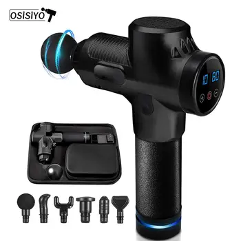 

OSISIYO Massage Gun Electric Deep Muscle Tissue Relax Body Fitness Pain Relief Neck Massager Smart Hit Fascia Gun