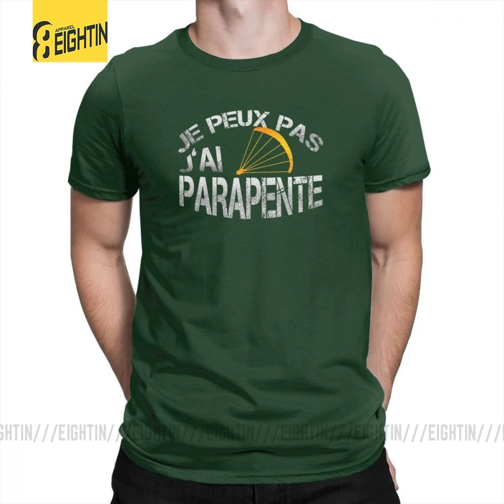 Parapente футболки парапланерная Футболка Мужская Crewneck короткий рукав очищенный хлопок печатная одежда футболки большой размер стильные - Цвет: Forest Green