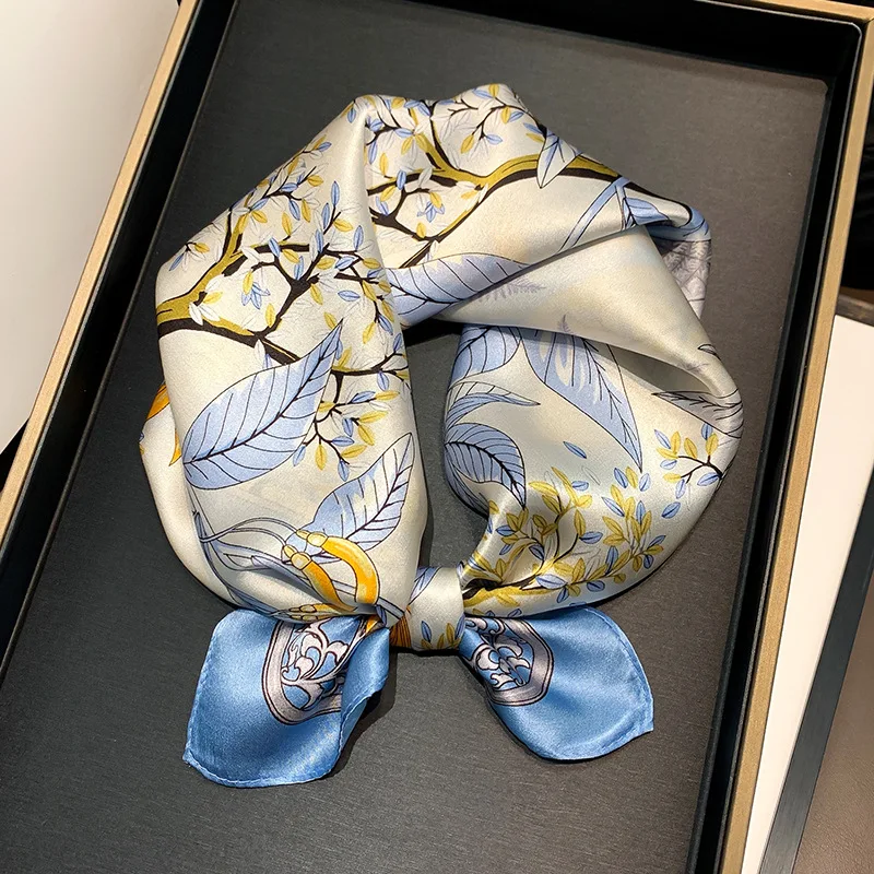 100% Natural Silk Square Scarf Women 2024 dot Print Small Bandana Hair Headscarf Ladies Neckscarf Real Silk Scarves Shawls Wraps 3