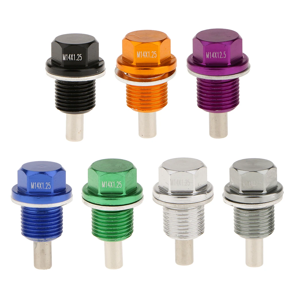 2pcs M14X1.25 Anodized Magnetic Engine Oil Pan/Transmission Drain Plug