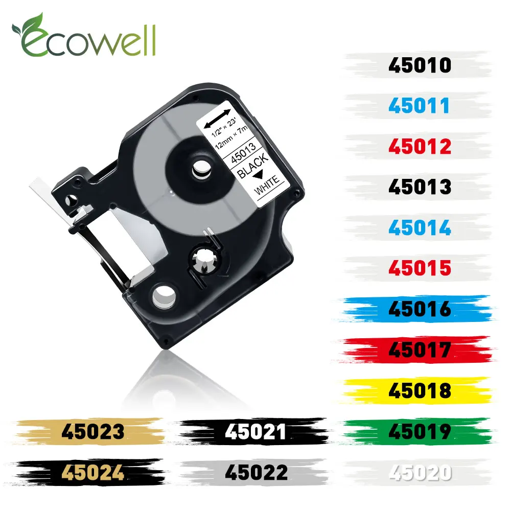 Лента для этикеток Ecowell многоцветная 45013 45010 45016 45018 D1 160 12 мм Dymo LabelManager 210D 280 |