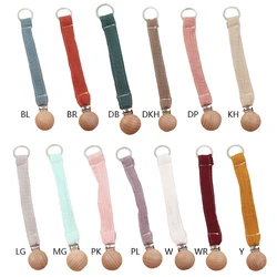 Baby Pacifier Chain Clip Crochet Cartoon Animals Nursing Teether Soother Holder Beech Wood Clip DIY Dummy Nipple Holder