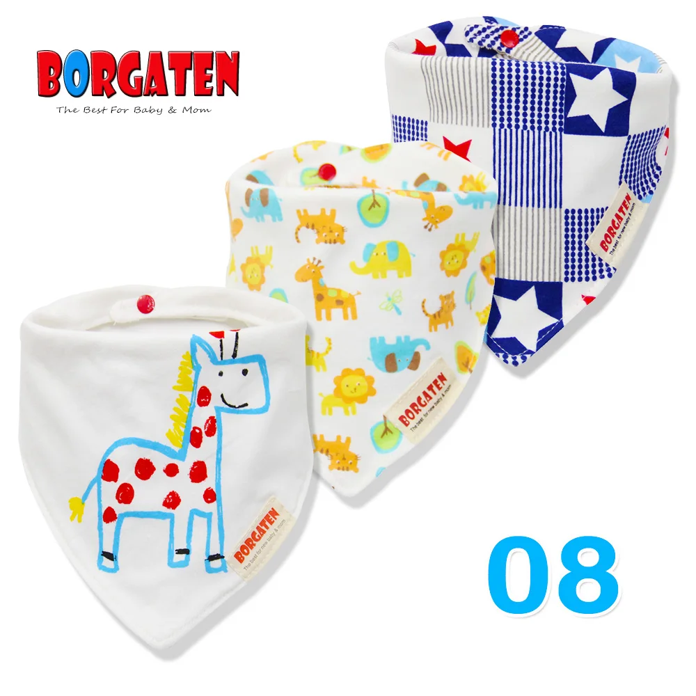 3 шт./лот, брендовые нагрудники из хлопка с рисунком для новорожденных мальчиков и девочек, банданы, шарф, детский шарф - Цвет: 8