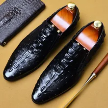 Г. Итальянские лоферы на каждый день обувь ручной работы из натуральной кожи «крокодиловая кожа» Мужская обувь без застежки на плоской подошве Свадебные офисные туфли-оксфорды