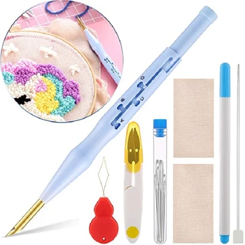 

Jiwuo 16pcs 28*28CM Embroidery Pen Punch Needle Threader Set DIY Weaving Cross Stitch Knitting Sewing Felting Craft Accessories