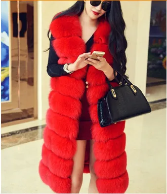 Colete Feminino 6XL офисный женский зимний пушистый волнистый длинный Лисий женский меховой жилет роскошный меховой жилет плюс размер V701
