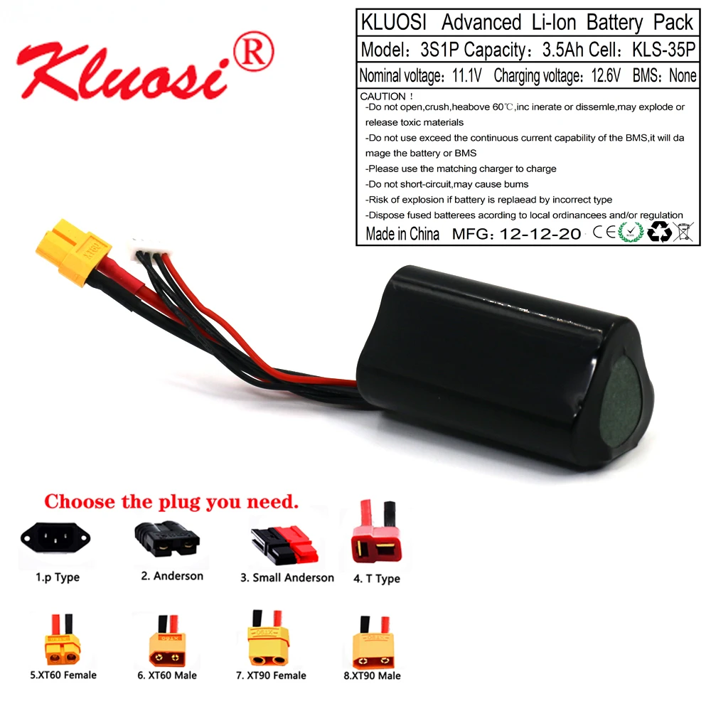 KLUOSI 3S1P 12V 3.5Ah 12 6 V Высокая Ёмкость Бла (беспилотный летательный аппарат