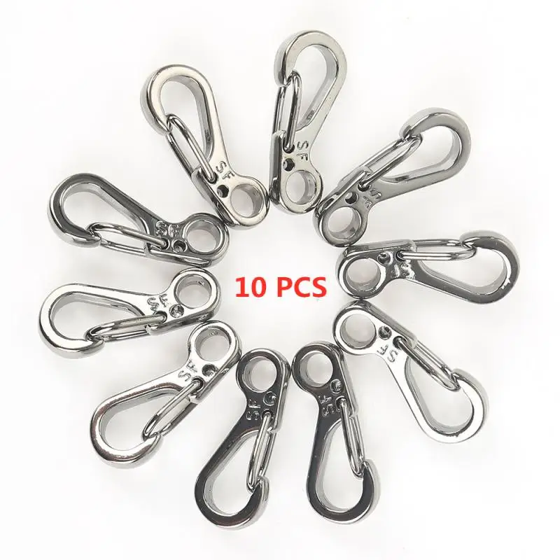 

10pcs Mini SF Spring Backpack Clasps Hike Survive Paracord Climbing Carabiners Tactical Keychain Camping Bottle Hooks Clasp
