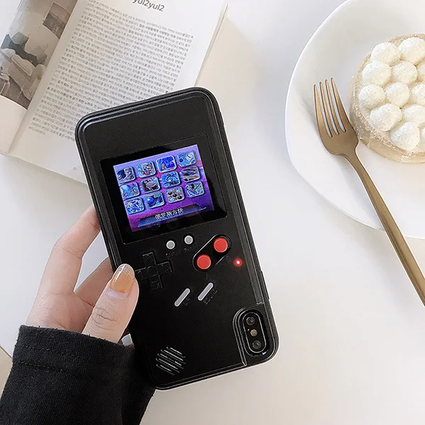 Черный Ретро игровой чехол для Iphone 11 Pro Xs 10 Max Xr 7 8 Plus цветной дисплей Gameboy чехол для телефона для huawei P20 P30 Obudowy Na Telefon - Цвет: Черный