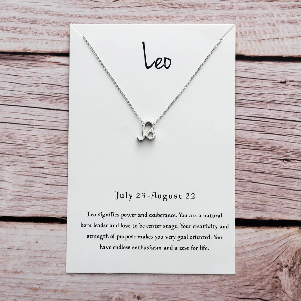 Модная Звезда Знак зодиака 12 Созвездие Ожерелье s& ожерелье с подвесками для женщин длинное цепное ожерелье Бижу femme - Окраска металла: Leo Silver