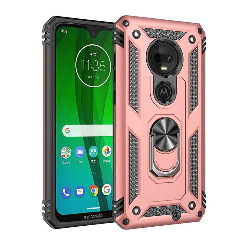 For Motorola Moto G6 G7 Plus G8 Power Lite G9 Play Case Magnetic Ring Holder Cover for Moto E5 E6 E6S E6i E7 Power 2021 Cases cell phone belt pouch