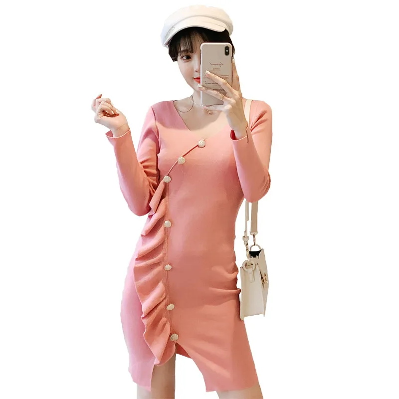 

Maternity Sweater Dress New 2019 Autumn Winter Women Sweater For Pregnancy Women Knitted Sweater Femme Elasticity Pullover C0122