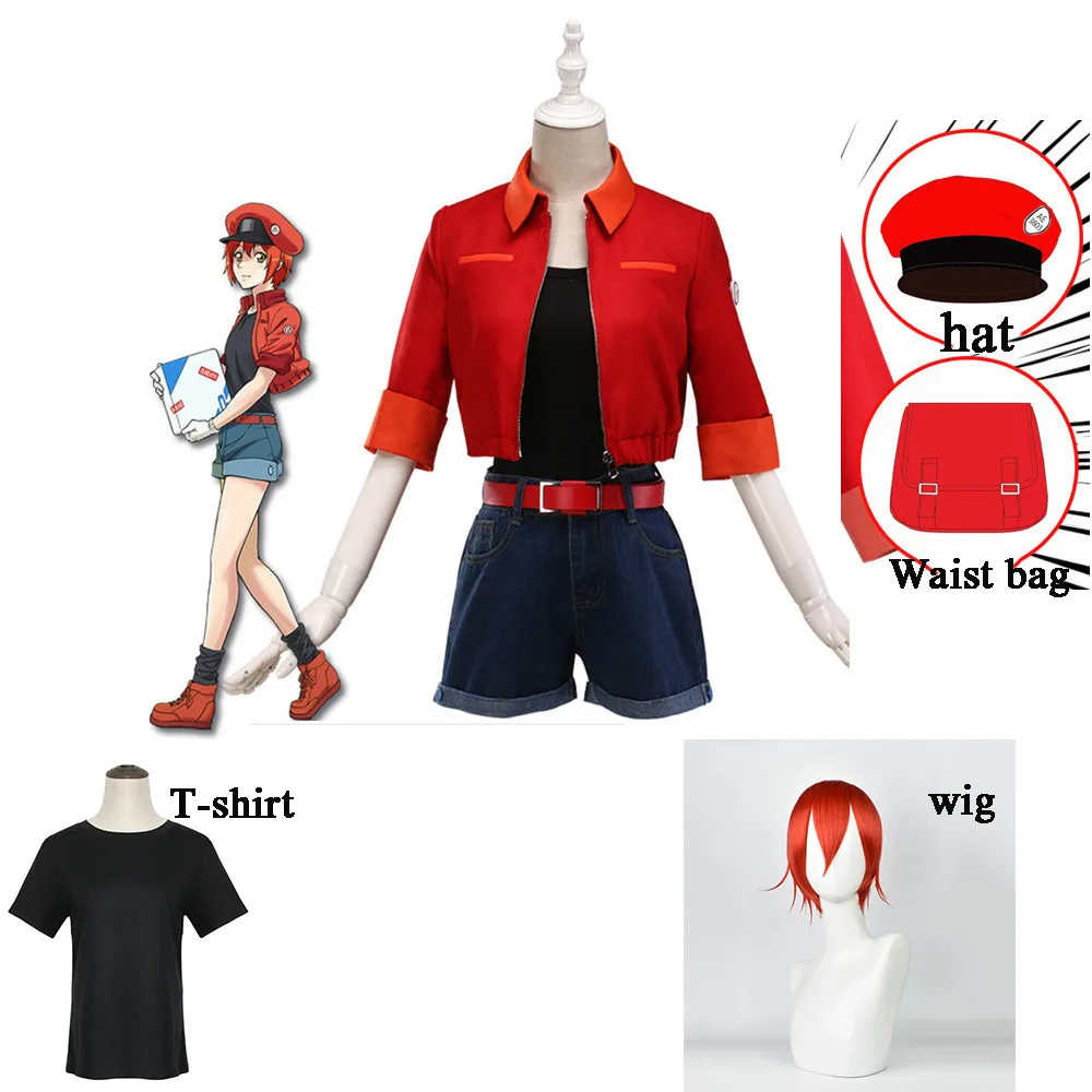 

6 шт., аниме косплей-костюм Hataraku Saibou из ячеек красной крови для девочек