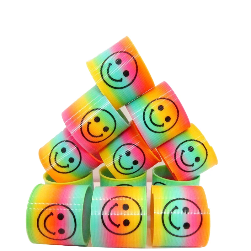 

10 Pieces Kids Magic Smile Rainbow Colorful Plastic Spring Toys for Children Elastic Circle Rings Boys Gifts Funny Games Gifts