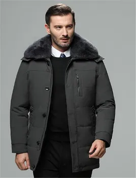 

Men's fashion version down jacket Mid-length thick men's clothing Fox fur collar winter coat