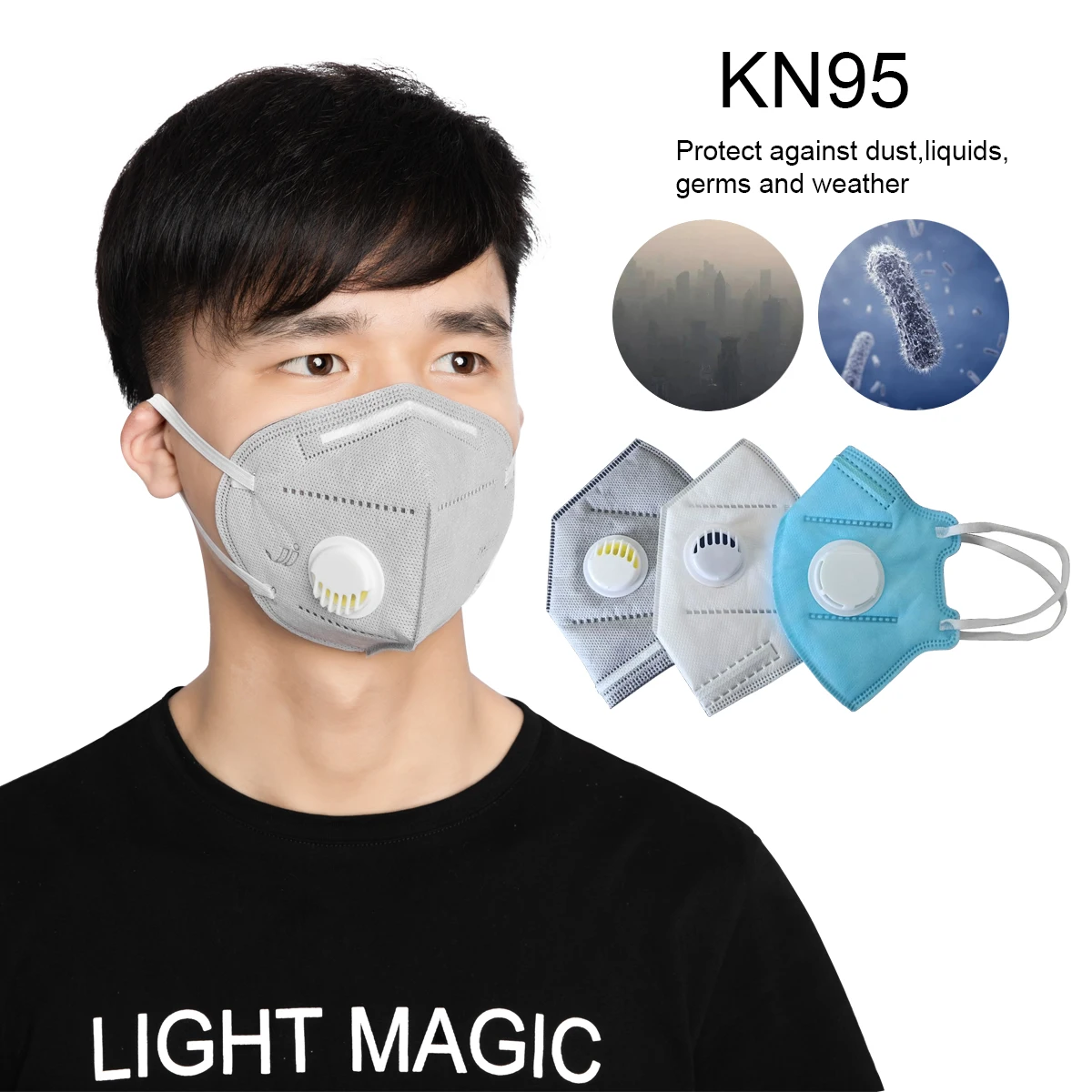 

Fast Shipping KN95 Adult Vertical Folding Nonwoven Valved Dust Mask PM 2.5 Respirator Mouth Mask With Valve Gauze Haza Mask