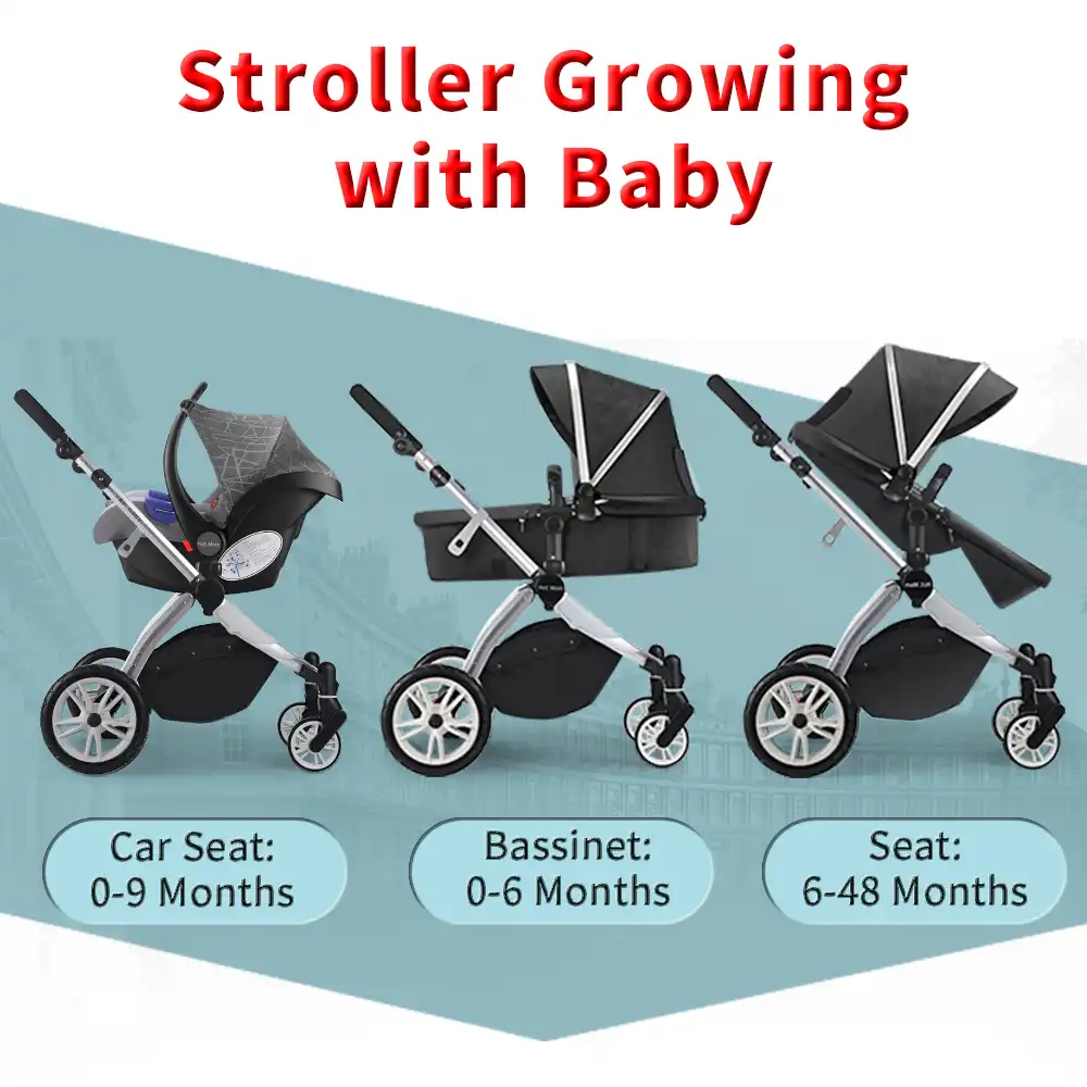 hot mom stroller 2 in 1 pram seat with bassinet