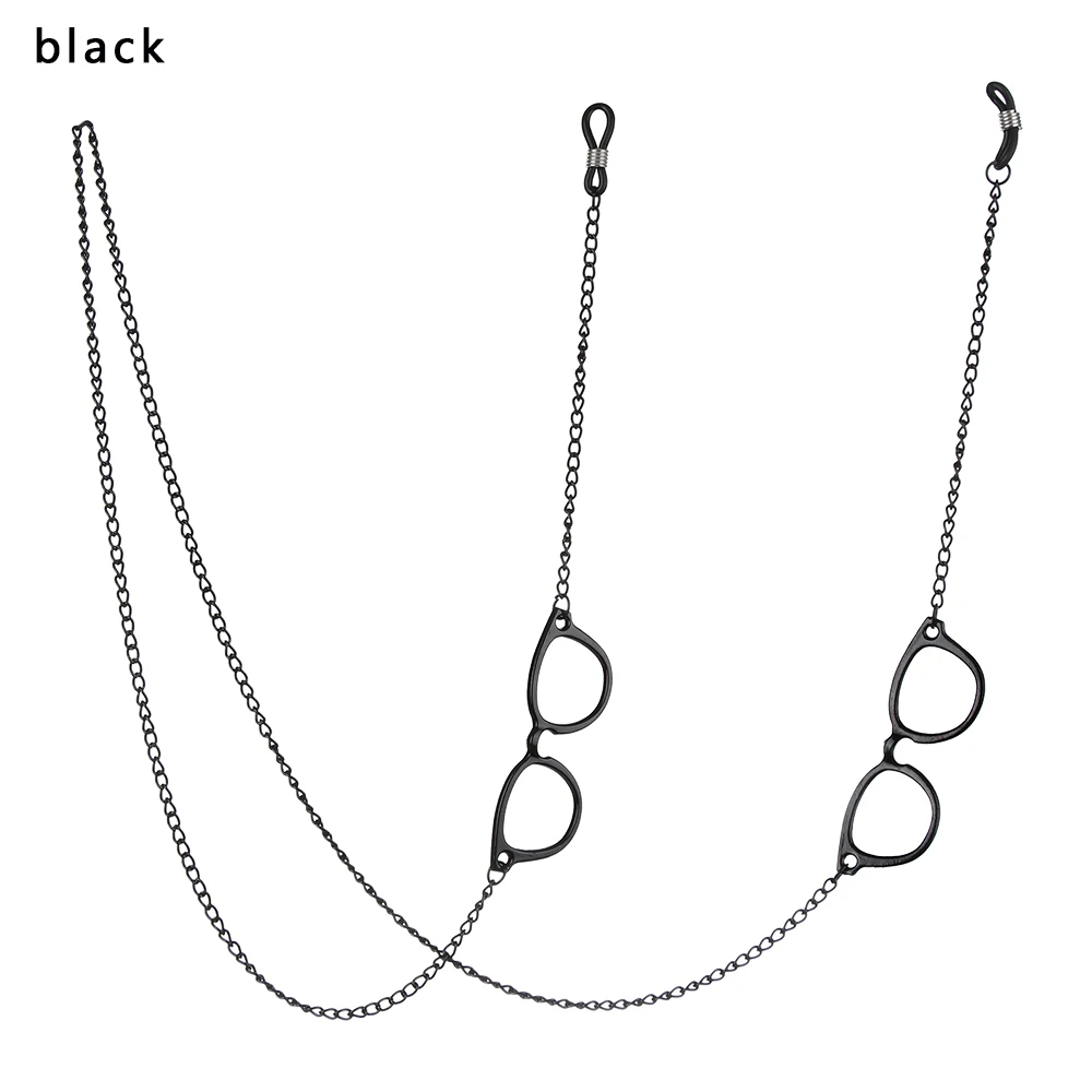 black Модные очки, цепочка для очков, очки, цепочка для солнцезащитных очков, держатель шнура, шнурок, ожерелье, очки, аксессуары, золото, черный - Цвет: black