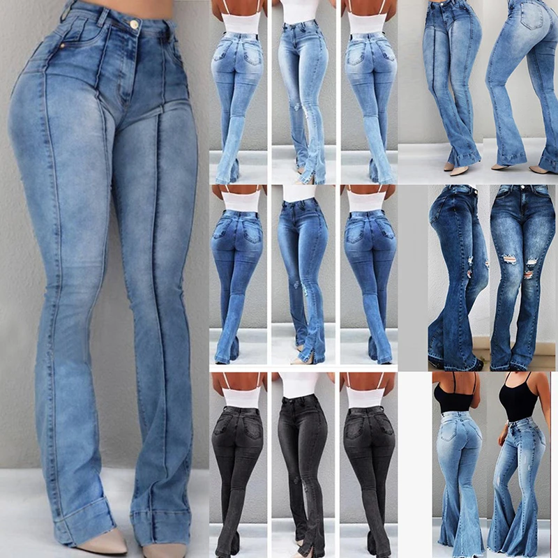 Sfit 2020 Women High Waist Flare Jeans Skinny Denim Pants Sexy Push Up Trousers Stretch Bottom Jean Female Casual Jeans Sfit 2020 Women High Waist Flare Jeans Skinny Denim Pants Sexy Push Up Trousers Stretch Bottom Jean Female Casual Jeans