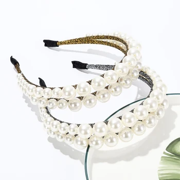 

Haimeikang Pearl Bezel Hair Hoop Headwear High Quality Women Head Hoop Headdress Fashion Elegant Tiara Hair Accessories Headband