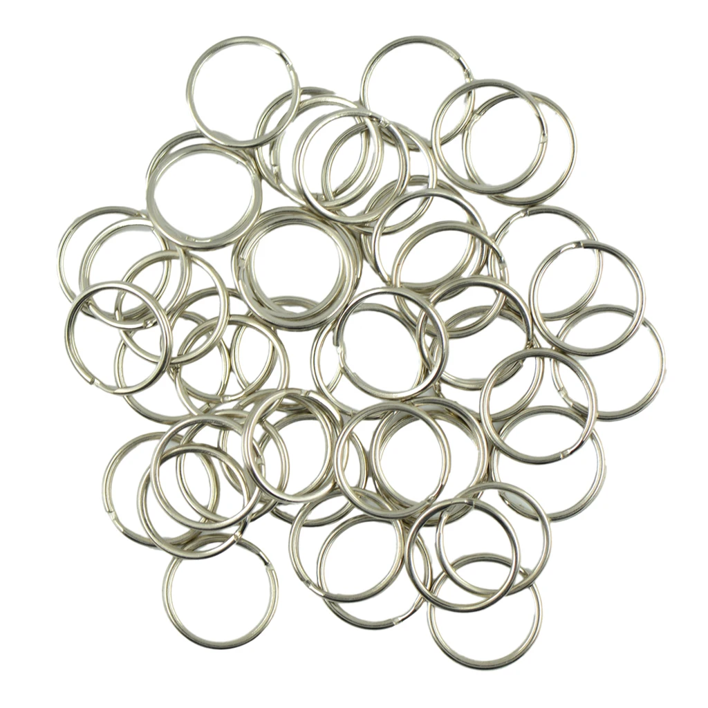 50pcs 18mm Keychain Circle Buckle Clip Key Ring Stainless Steel Split Keychain Round Loop Hoop Buckle