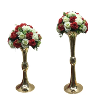 

10 PCS Gold Vase Wedding Table Centerpieces Event Road Lead Flower Vases Flowers Rack For Home Decoration