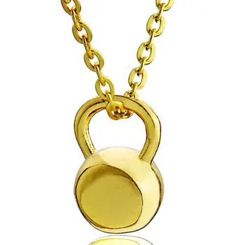 

Kettlebell Charm Necklace Pendant Workout Sporty Gold Color Strength Necklace Women Motivation Fitness Jewelry 10pcs