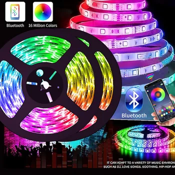 

OUIO LED Strip Lights for Bedroom Decor Bluetooth Led Light Strips RGB 5050 SMD 2835 luces led DC12V 5M 10M Led Lights