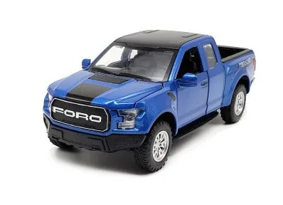 1/32 литая модель автомобиля, новинка, Ford Raptor, металлический сплав, высокая симуляция автомобилей, огни, игрушки, транспортные средства для детей, подарки для детей - Цвет: Синий