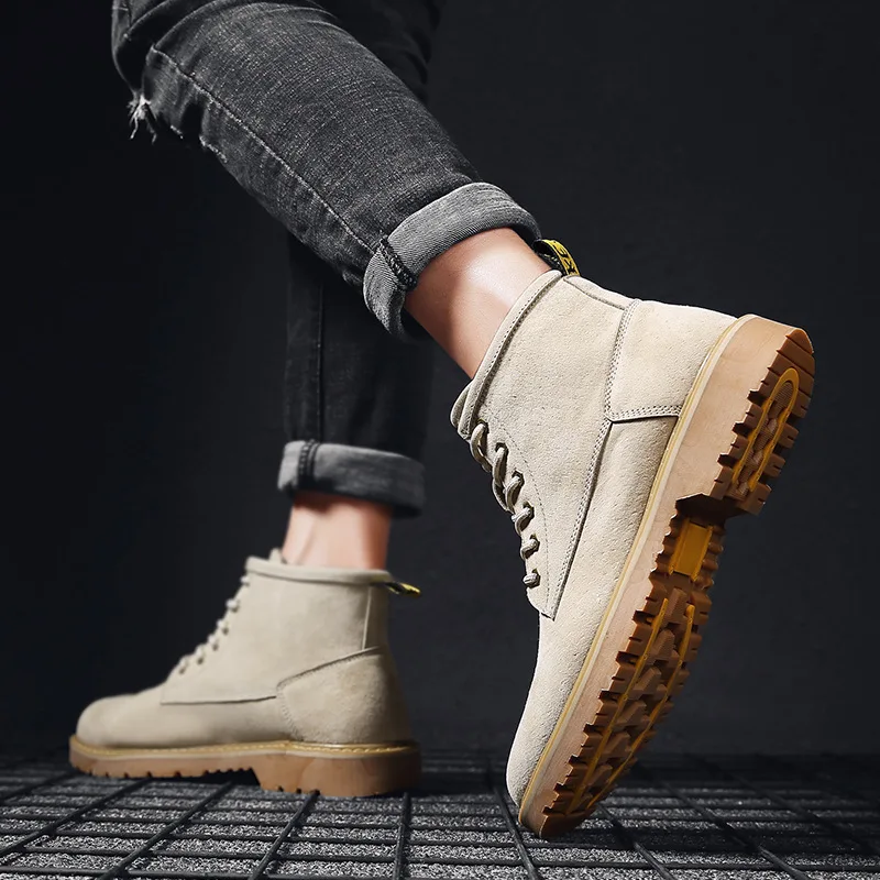 

Martin Boots Men's British-Style Workwear Snow Boots Mid-top Boots MEN'S Short Boots Hight-top MEN'S SHOES Winter Cotton-padded