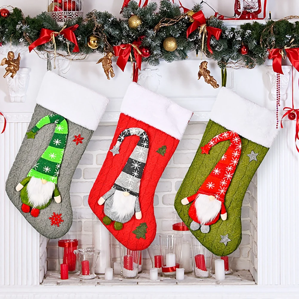 Christmas Stocking Sack Xmas Gift Candy Bag Noel Decorations for Home Navidad Sock Tree Decor 2022 New Year | Дом и сад