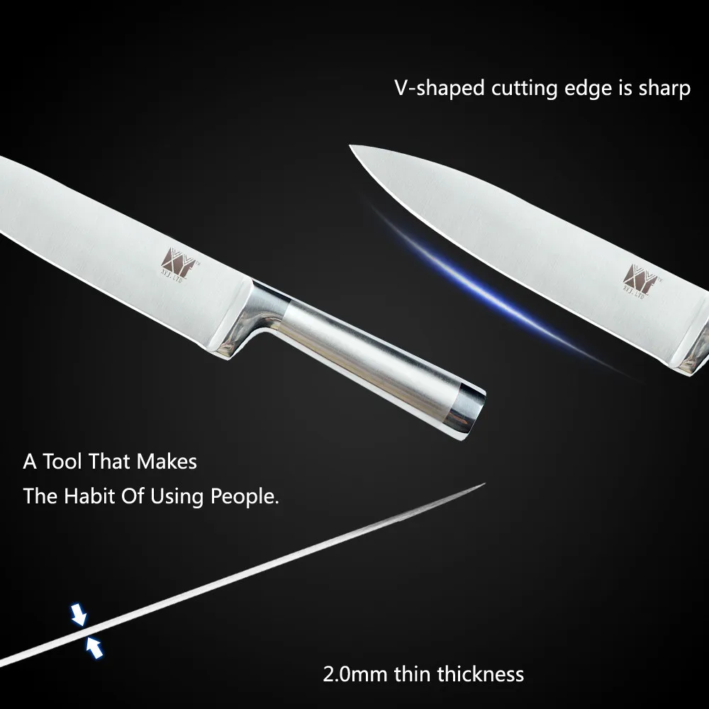 XYj кухонные ножи, нож из нержавеющей стали, нож шеф-повара с ручкой из нержавеющей стали, инструменты для приготовления фруктов, овощей, хлеба, мяса