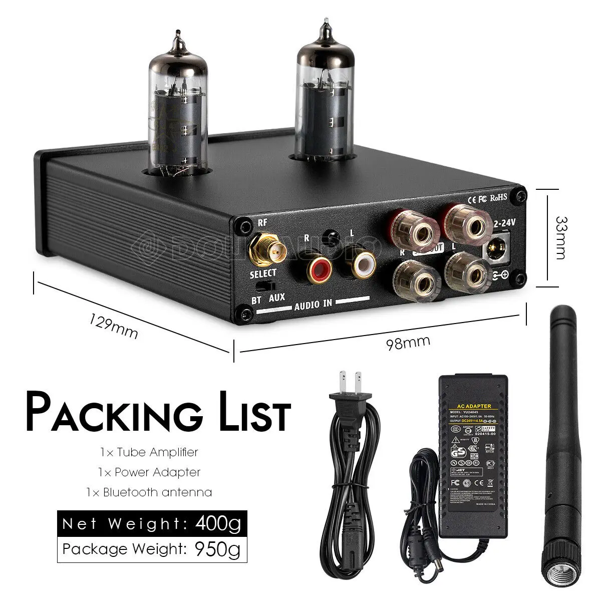 Nobsound HiFi Mini TPA3116D2 Гибридный трубчатый усилитель мощности стерео наушники Amp Bluetooth 4