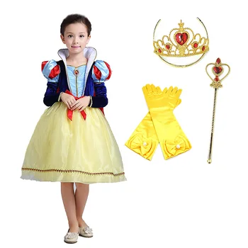 

Girls Snow White Princess Dress Kids Summer Costume with Turtleneck Cape Children Christmas Brithdayl Party Dress