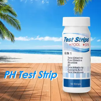 

6 in 1 Acid Water Hardness Swimming Pool Spa Chlorine Alkalinity Multifunctional Testing of Residual Chlorine PH Test Strip