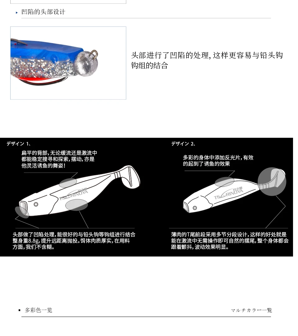 TSURINOYA для рыбалки Мягкая приманка TS1701/TS1702 многосекционные T-хвост рыбы 4 шт./8 шт. искусственные мягкие червь приманки Шад мягкие Swimbait
