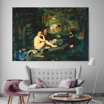 

Edouard Manet Poster Art Canvas Painting The Luncheon on the Grass Prints Modern Painting Wall Pictures For Living Room Decor
