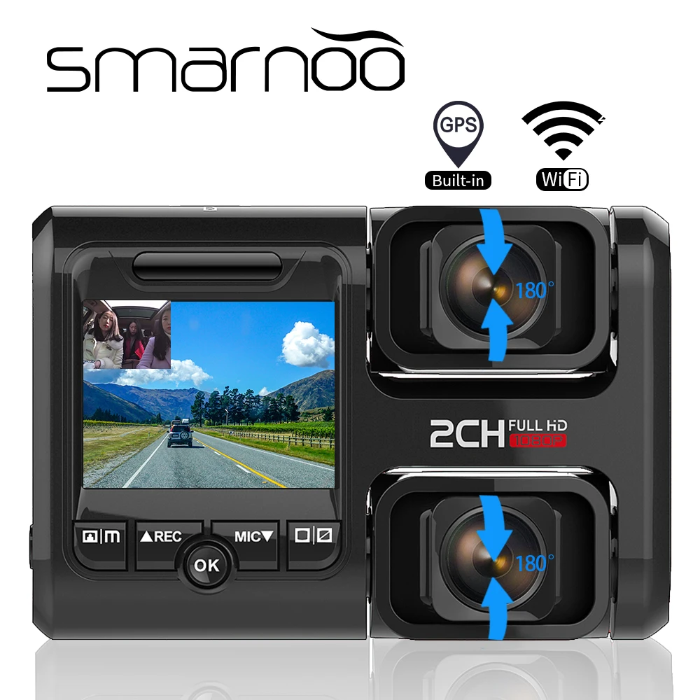 

DVR Dashboard with Rear View Camera 1080 Full HD Built-in GPS Wifi Video Recorder ADAS Auto Night Vision 24H Parking
