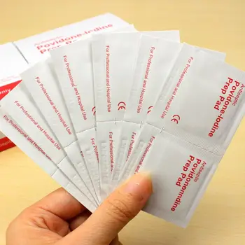 

100 Pcs/Box Povidone Iodine Disinfection Sheet Tissue Pads Sterilization First Aid Kit Emergency Disposable Hygiene