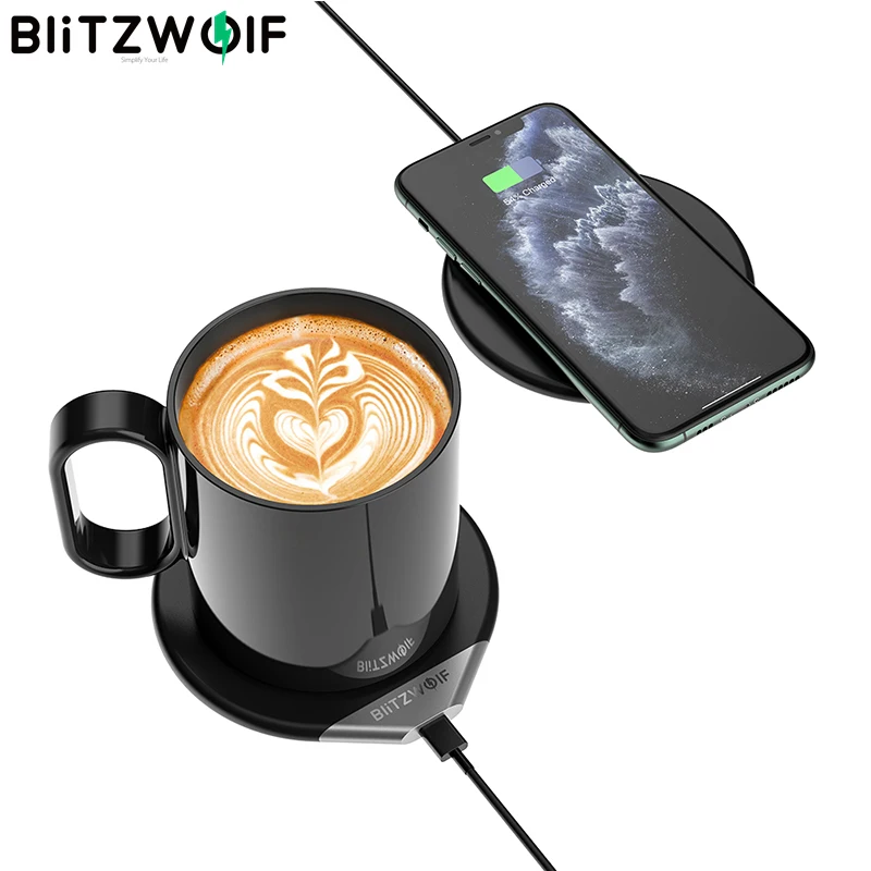 Умный обогреватель BlitzWolf WCC1 2 в 1 55 °C/131 °F беспроводное зарядное устройство