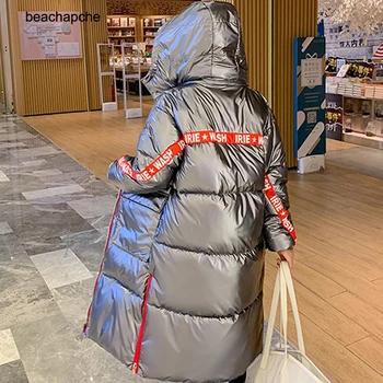 

2019 New Arrival Fashion Women Winter Jacket Cotton Padded Warm Thicken Ladies Coat Silver Gray Long Coats Parka Womens Jackets