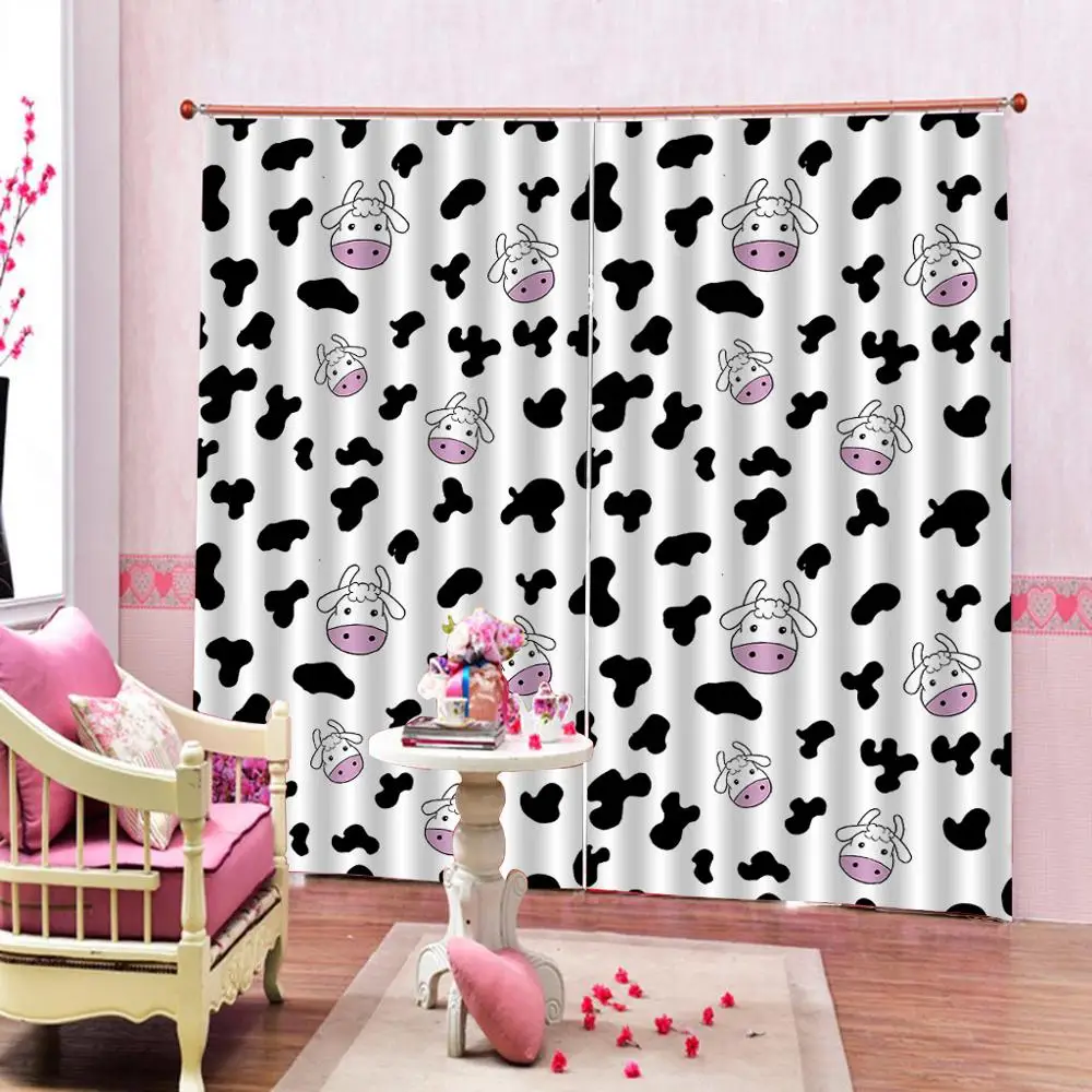 Cow Print Kids Room Curtains Animal Cow Pattern Doodle Cartoon