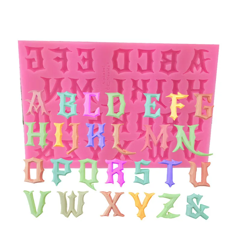 Стиль готика из примечания Uppercase Lowercase с числами силикагель, поворотная форма шоколадная глина эпоксидная форма Decorati