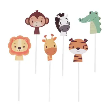 

42pcs Cartoon Animals Cake Topper Decoration Lion Monkey Cake Insert Cupcake Picks Party Supplies For Birthday Gradation A35